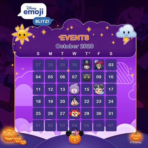 Disney Emoji Blitz Event Calendar